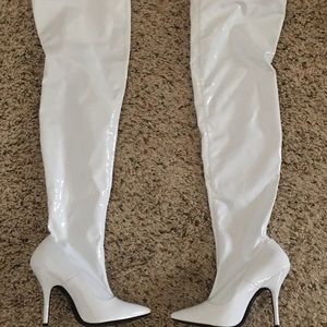 NWT white thigh high boots